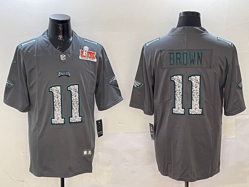 Men Philadelphia Eagles #11 Brown Grey 2025 Nike Vapor Limited NFL Jersey style 2